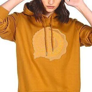 Tommy Hilfiger Mustard Goldenrod Crest Logo Hoodie Small Embroidered Emblem